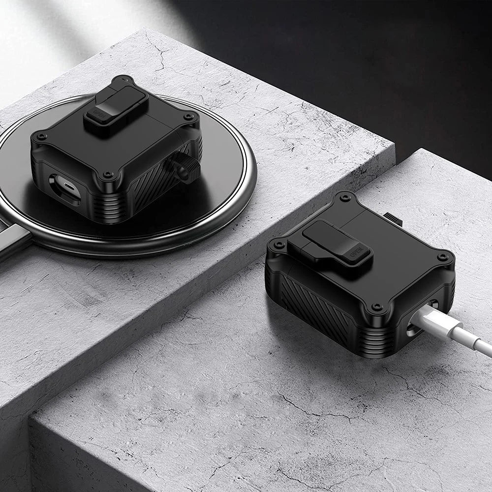 For Apple AirPods with Charging Case (2016) / (2019)  /  AirPods with Wireless Charging Case (2019) TPU+PC Case Bluetooth-compatible Earbuds Cover - Black - 3