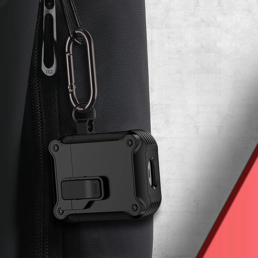 For Apple AirPods with Charging Case (2016) / (2019)  /  AirPods with Wireless Charging Case (2019) TPU+PC Case Bluetooth-compatible Earbuds Cover - Black - 5