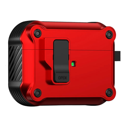 Compatible with Apple AirPods Pro Case TPU+PC Protector Bluetooth-compatible Earbuds Cover with Auto Lock - Red - 1