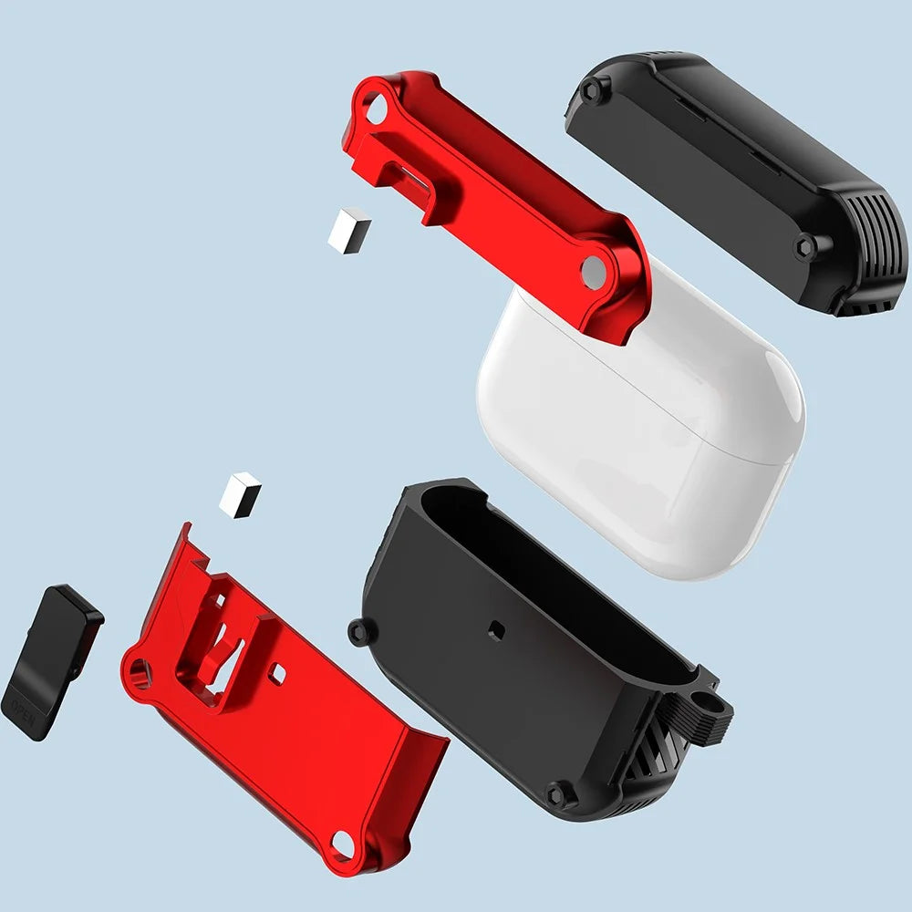 Compatible with Apple AirPods Pro Case TPU+PC Protector Bluetooth-compatible Earbuds Cover with Auto Lock - Red - 5