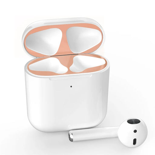 AHASTYLE PT68 for Apple AirPods Pro / Pro 2 Earphone Sticker Earbud Charging Case Metal Nickel Sheet Dustproof Decal - Rose Gold - 2