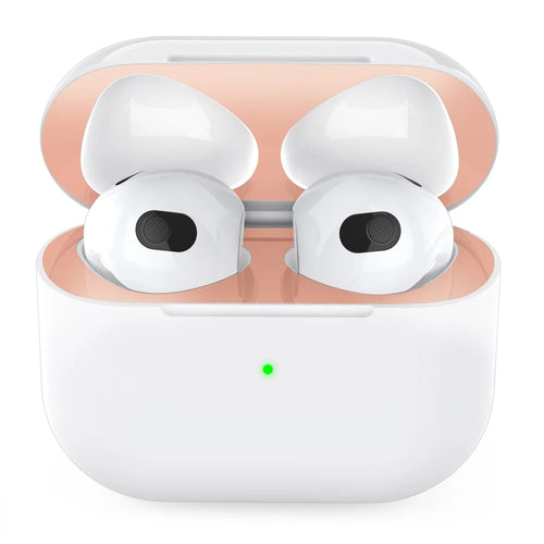 AHASTYLE PT68-3 Dustproof Sticker for Apple AirPods 3, Earphone Charging Case Ultra Thin Metal Nickel Sheet Decal - Rose Gold - 1