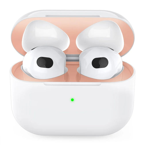 AHASTYLE PT68-3 Dustproof Sticker for Apple AirPods 3, Earphone Charging Case Ultra Thin Metal Nickel Sheet Decal - Rose Gold - 1