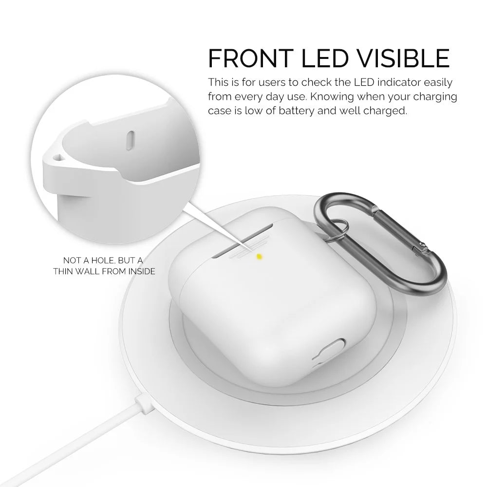 AHASTYLE PT-06-F For AirPods with Charging Case (2016) / (2019) / AirPods with Wireless Charging Case (2019) Anti-dust Plug Design Splittable Silicone Cover with Hook - White - 2