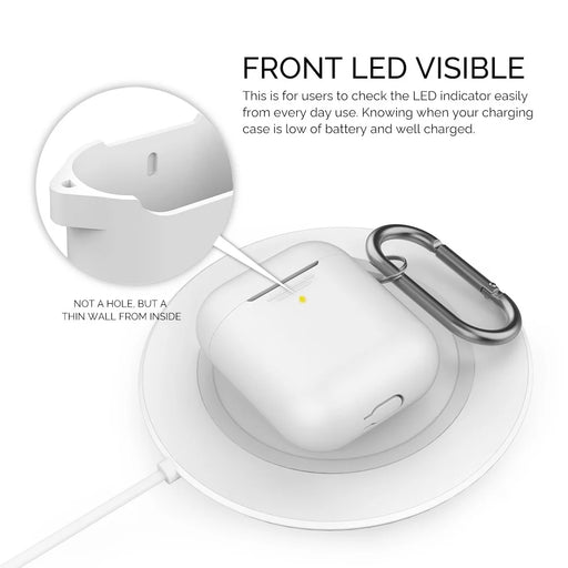 AHASTYLE PT-06-F For AirPods with Charging Case (2016) / (2019) / AirPods with Wireless Charging Case (2019) Anti-dust Plug Design Splittable Silicone Cover with Hook - White - 2