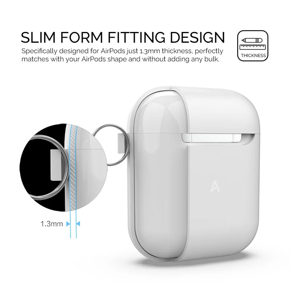 AHASTYLE PT-06-F For AirPods with Charging Case (2016) / (2019) / AirPods with Wireless Charging Case (2019) Anti-dust Plug Design Splittable Silicone Cover with Hook - White - 3