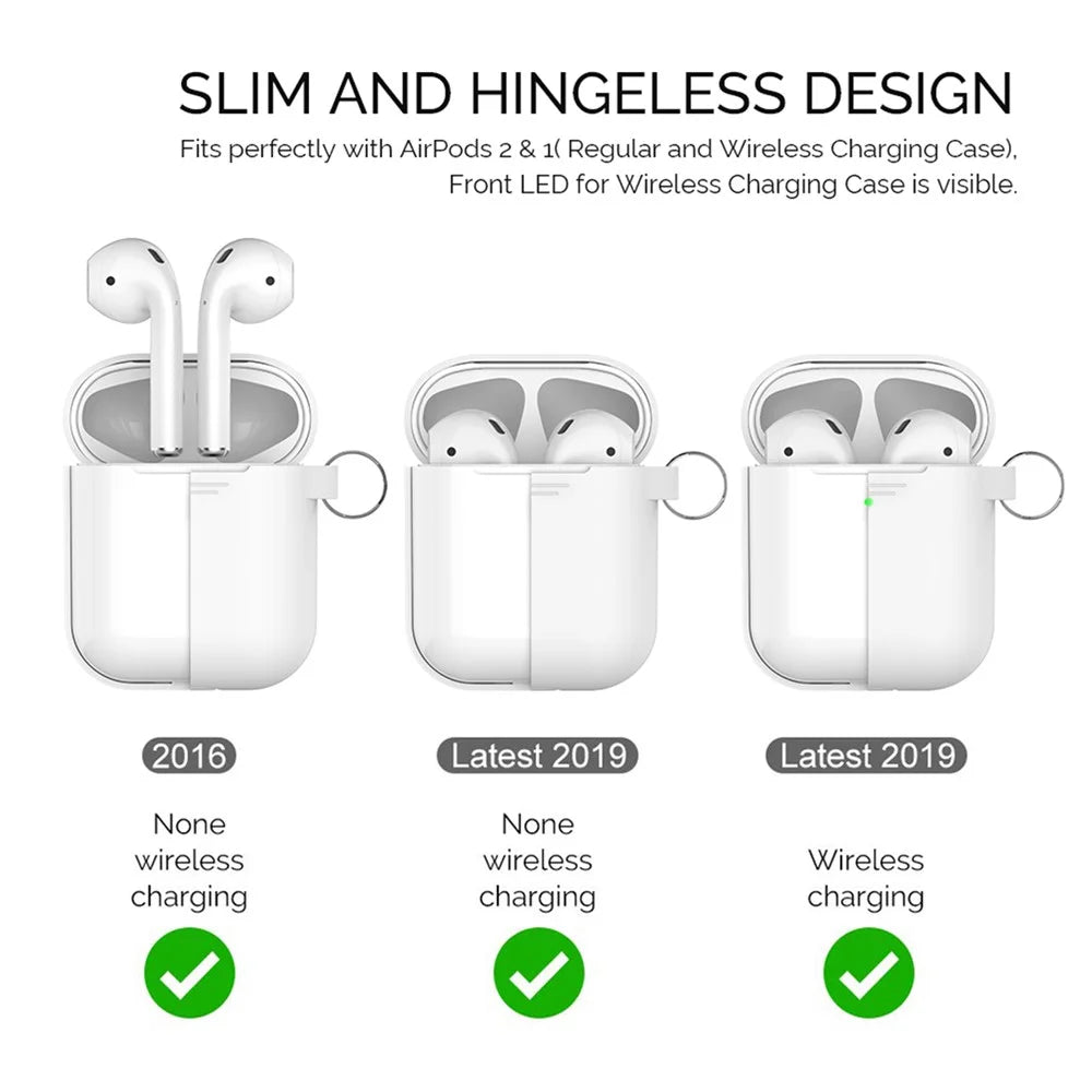 AHASTYLE PT-06-F For AirPods with Charging Case (2016) / (2019) / AirPods with Wireless Charging Case (2019) Anti-dust Plug Design Splittable Silicone Cover with Hook - White - 4