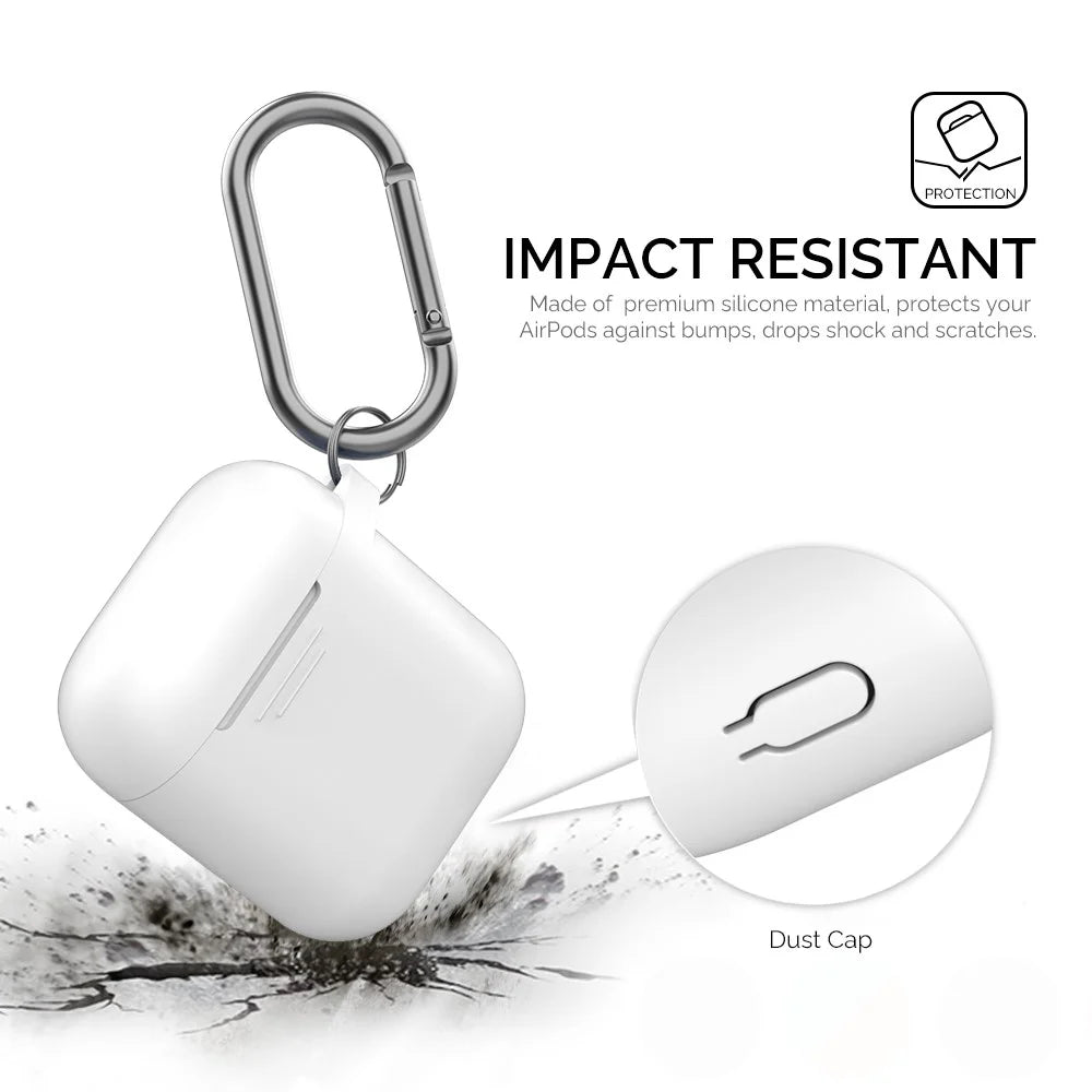 AHASTYLE PT-06-F For AirPods with Charging Case (2016) / (2019) / AirPods with Wireless Charging Case (2019) Anti-dust Plug Design Splittable Silicone Cover with Hook - White - 5