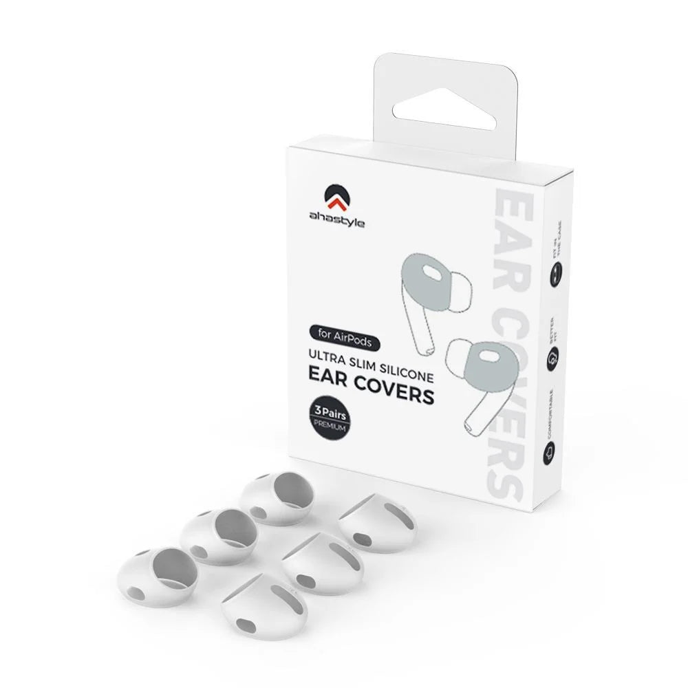 AHASTYLE PT76-PRO 3 Pairs for Apple AirPods Pro Earphone Soft Silicone Sleeve Slim Earbuds Cover - White - 6