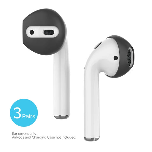 AHASTYLE PT76 For Apple AirPods with Charging Case (2016) / (2019) Silicone Ear Hooks 3 Pairs Anti-Skid Ear Cover Ultra-Thin Ear Tips - Black - 2