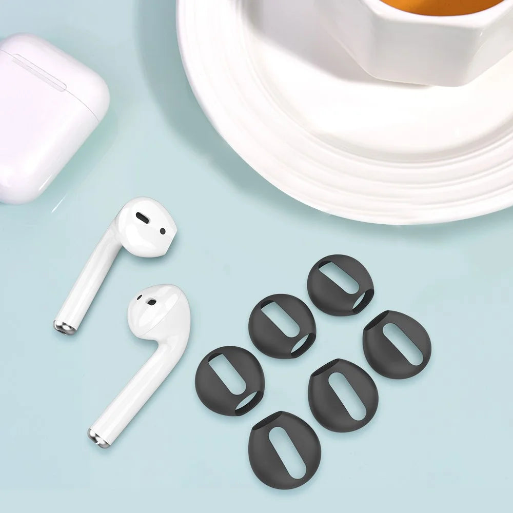 AHASTYLE PT76 For Apple AirPods with Charging Case (2016) / (2019) Silicone Ear Hooks 3 Pairs Anti-Skid Ear Cover Ultra-Thin Ear Tips - Black - 7