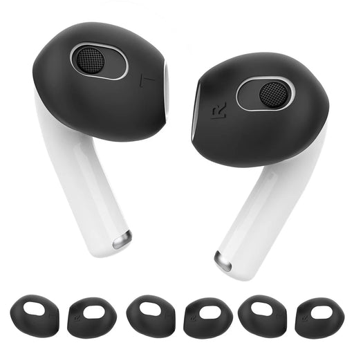 AHASTYLE PT76-3 Silicone Ear Cover for Apple AirPods 3 Slim Ear Hooks 3 Pairs Ultra-Thin Ear Tips - Black - 1