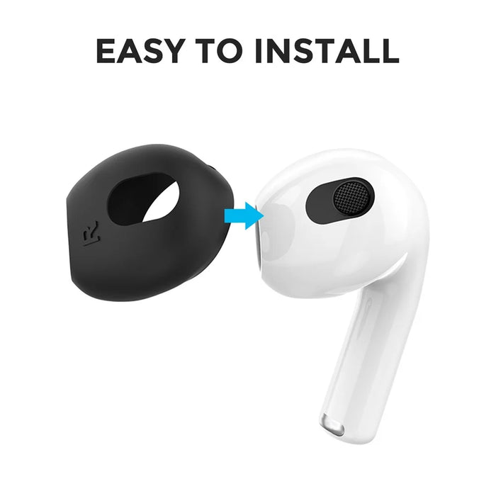 AHASTYLE PT76-3 Silicone Ear Cover for Apple AirPods 3 Slim Ear Hooks 3 Pairs Ultra-Thin Ear Tips - Black - 3