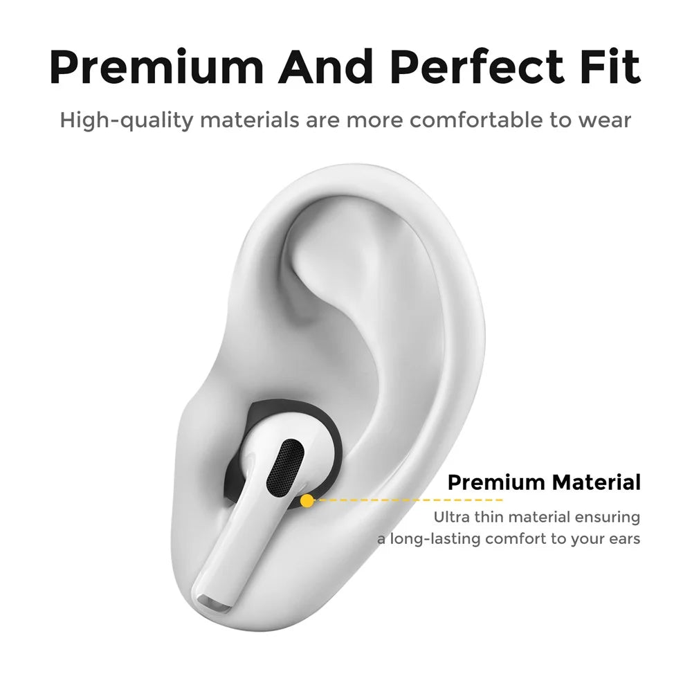 AHASTYLE PT76-PRO2 Ultra-Thin Ear Cover for AirPods Pro 2 Silicone Slim Ear Hooks 3 Pairs Lightweight Ear Tips - Black - 2