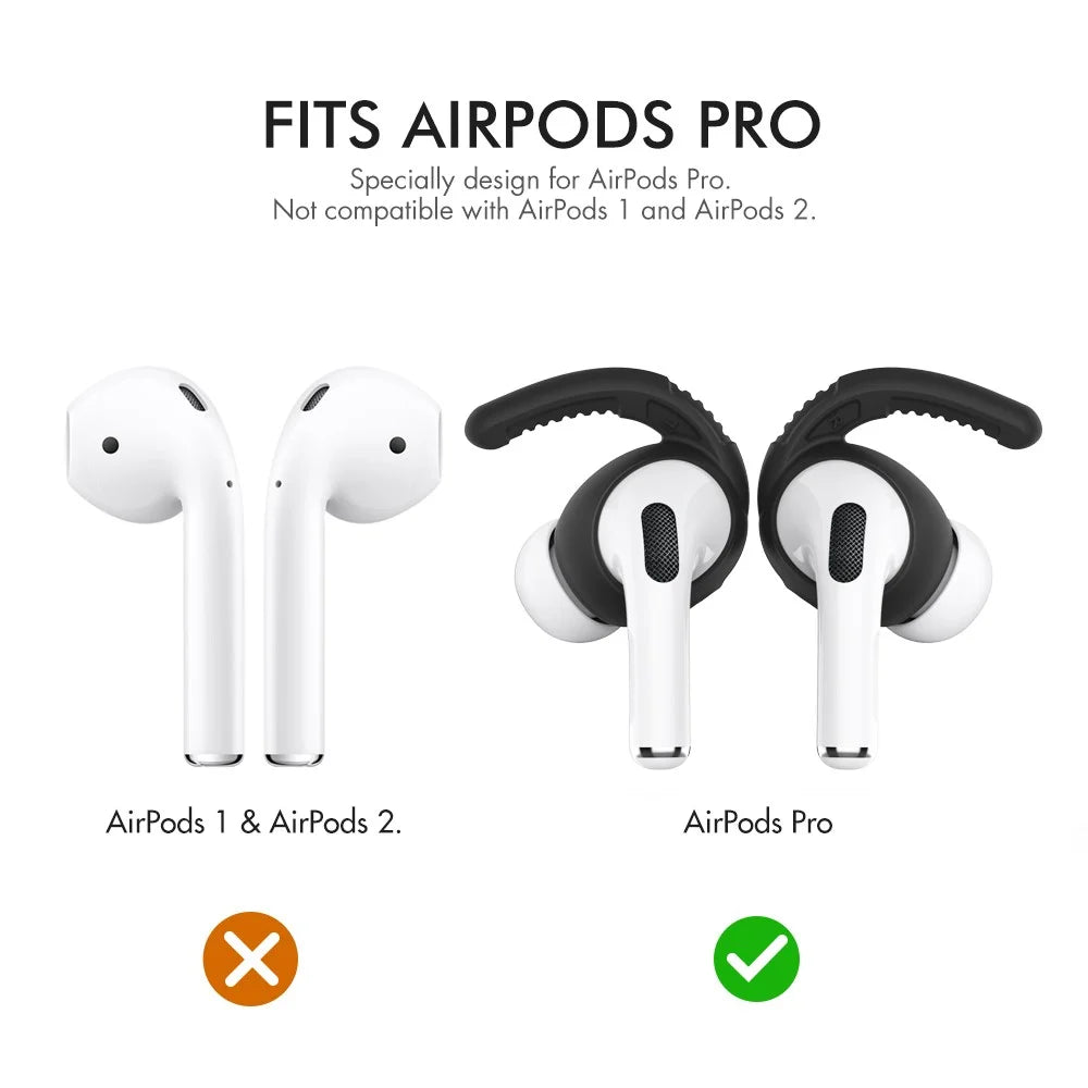 AHASTYLE PT-100 Anti-Skid Ear Cover for Apple AirPods Pro Silicone Ear Hooks 3 Pairs Anti-Lost Ear Tips - Black / S - 2