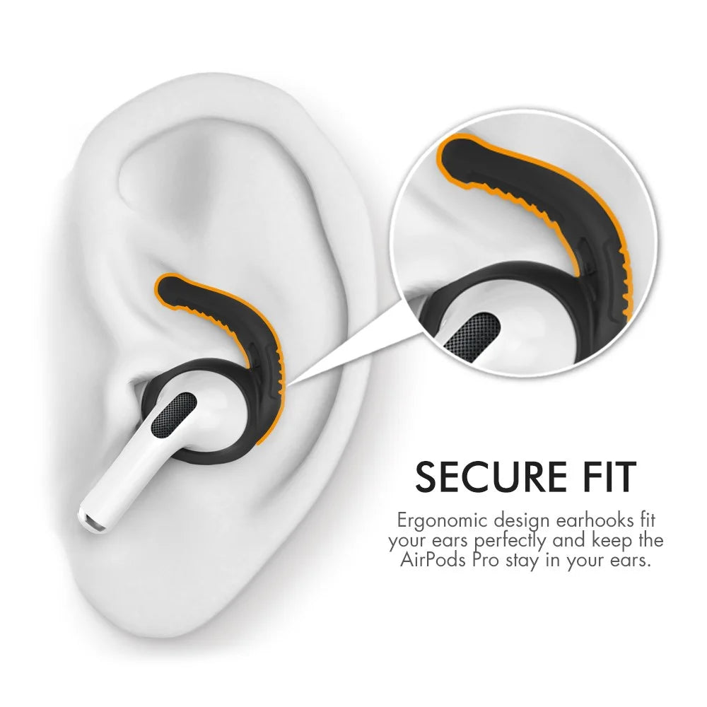 AHASTYLE PT-100 Anti-Skid Ear Cover for Apple AirPods Pro Silicone Ear Hooks 3 Pairs Anti-Lost Ear Tips - Black / S - 3