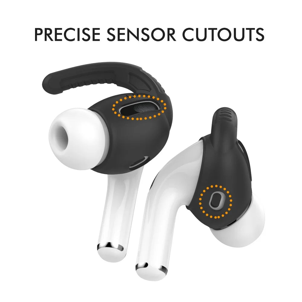 AHASTYLE PT-100 Anti-Skid Ear Cover for Apple AirPods Pro Silicone Ear Hooks 3 Pairs Anti-Lost Ear Tips - Black / S - 5