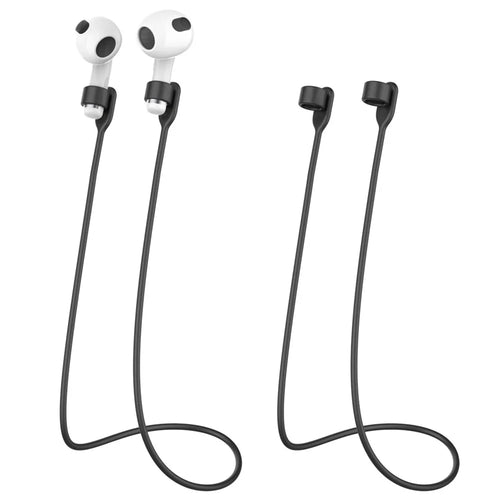 AHASTYLE PT61 Anti-Lost Silicone Lanyard for AirPods, Wireless Earphone Sports Running Neck Strap Earbuds Holder - Black - 1