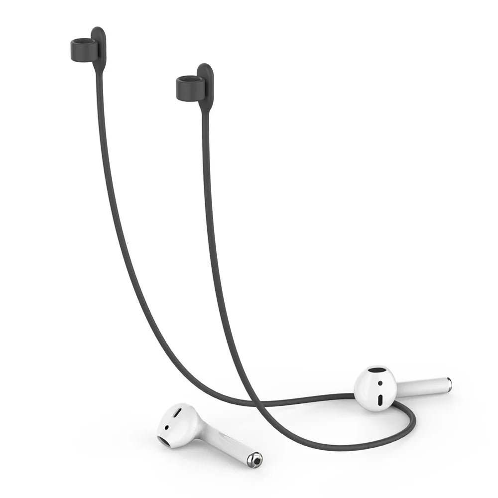 AHASTYLE PT61 Anti-Lost Silicone Lanyard for AirPods, Wireless Earphone Sports Running Neck Strap Earbuds Holder - Black - 2