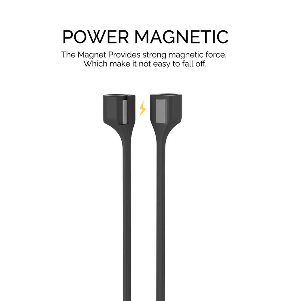 AHASTYLE PT74 For AirPods Silicone Magnetic Suction Anti-Lost Rope Earphone Neck Lanyard - Black - 4