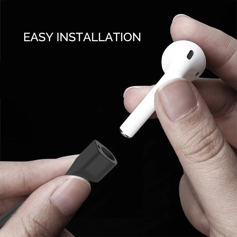 AHASTYLE PT74 For AirPods Silicone Magnetic Suction Anti-Lost Rope Earphone Neck Lanyard - Black - 6
