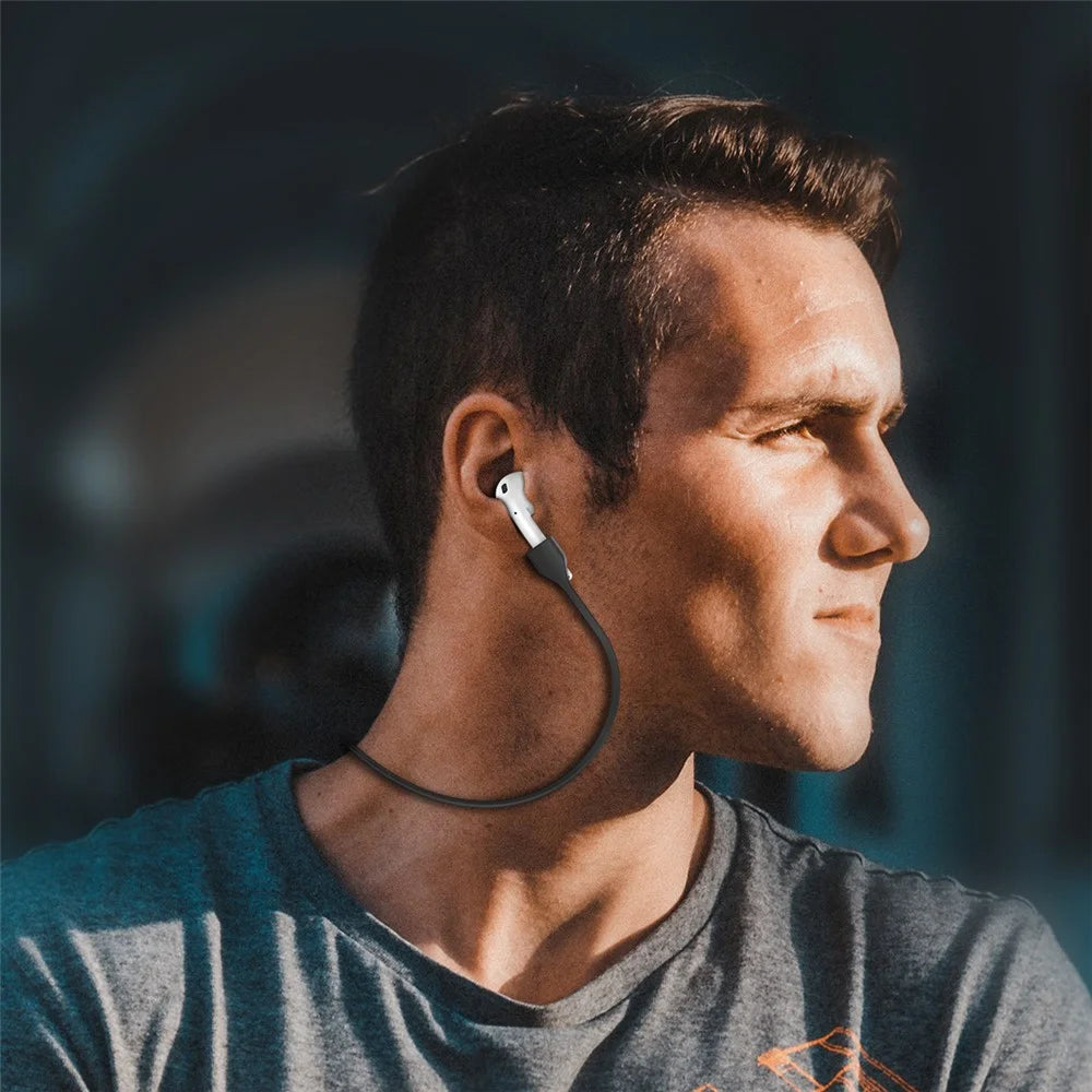 AHASTYLE PT74 For AirPods Silicone Magnetic Suction Anti-Lost Rope Earphone Neck Lanyard - Black - 7