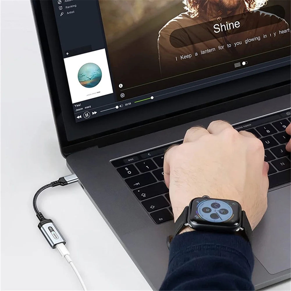 MH-306 USB C to 8 Pin Audio Adapter for iPad Pro Air 2022 / MacBook Air Type C to iOS Headphone Call Converter Cable - Grey - 6