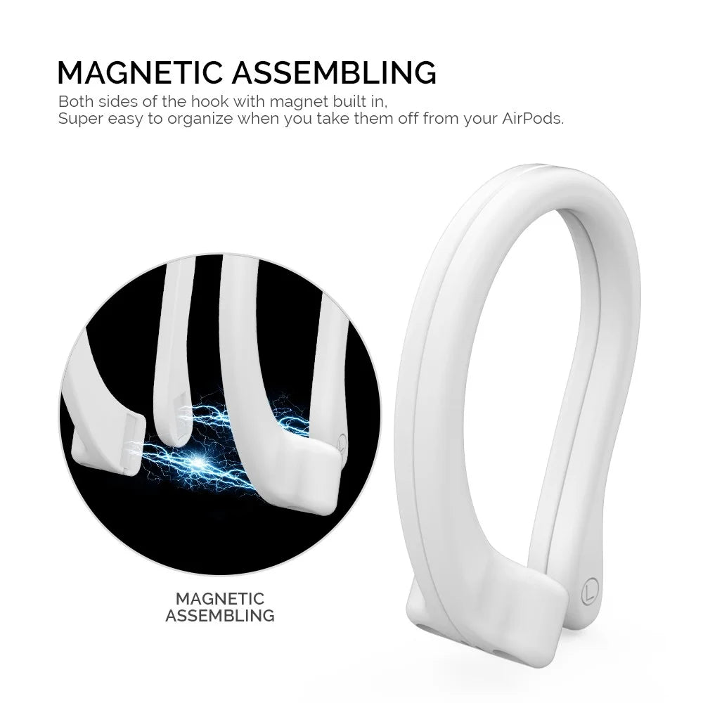 AHASTYLE PT78-M Ear Hooks for Apple AirPods with Charging Case (2016) / (2019) / AirPods with Wireless Charging Case (2019) / AirPods Pro / Pro 2 - White - 3