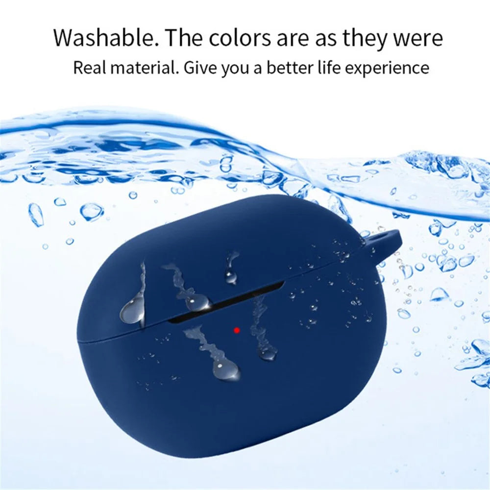 For SoundPEATS Capsule3 Pro Anti-scratch Earbud Protective Cover Bluetooth Earphone Silicone Case with Anti-loss Buckle - Dark Blue - 2