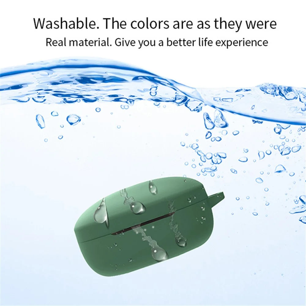 For Anker SoundCore Life P2 Mini Wireless Earphone Case Silicone Protector Cover with Anti-loss Buckle - Dark Blue - 2
