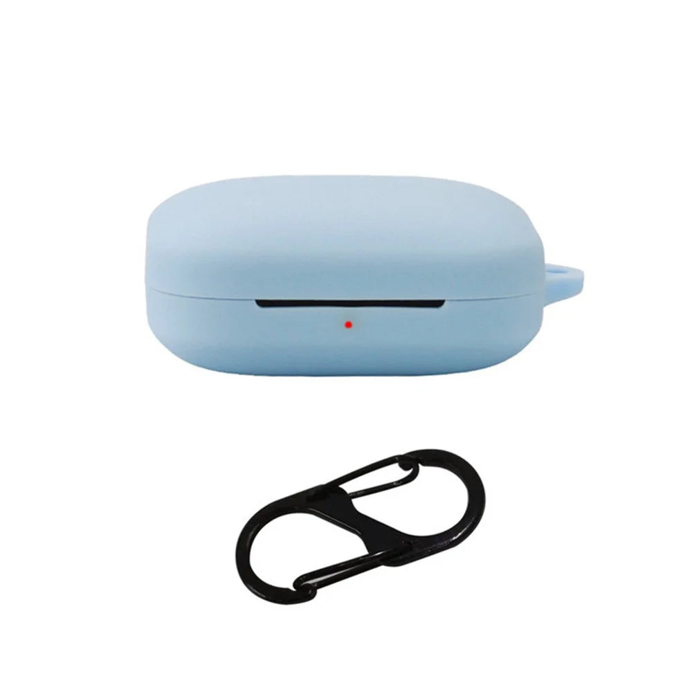 Silicone Case for OnePlus Buds Pro 2 Earphones Protective Cover with Anti-loss Buckle - Sky Blue - 1