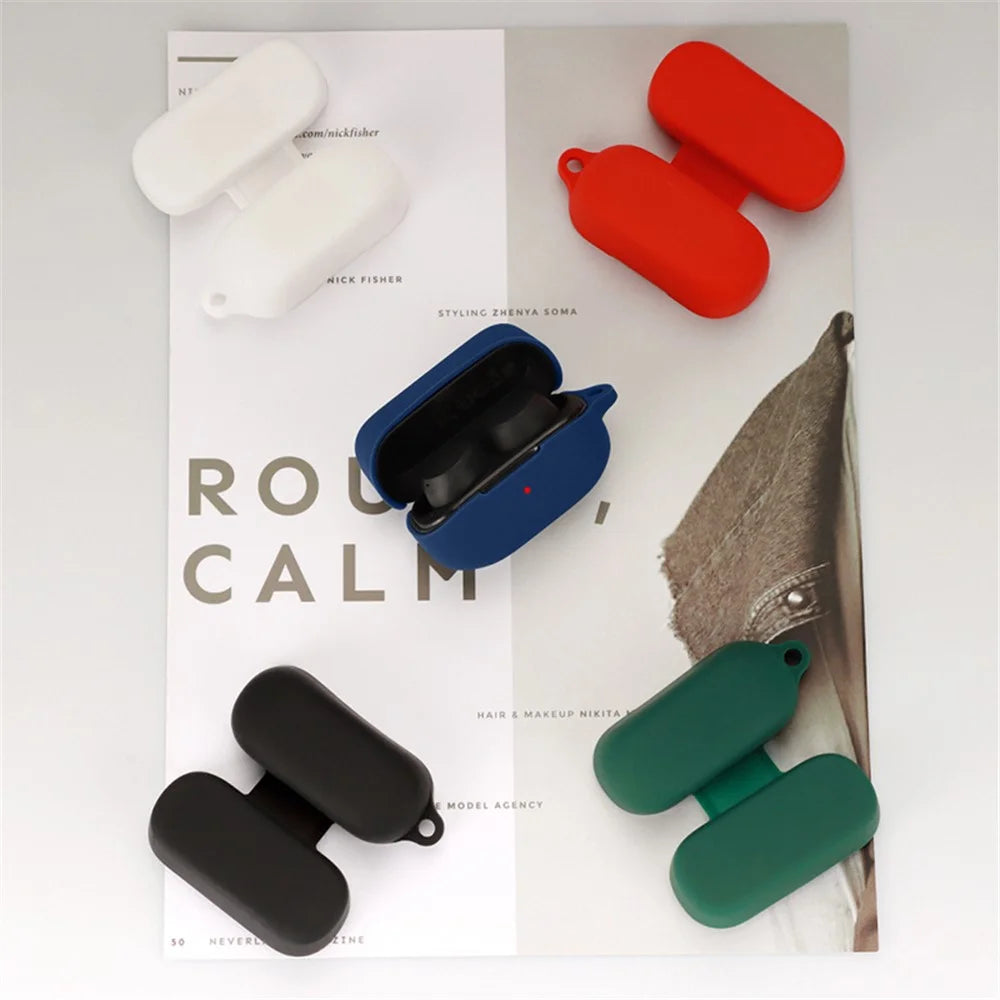 For Oraimo Rock Shockproof Wireless Bluetooth-compatible Earphone Sleeve Washable Silicone Cover with Anti-loss Buckle - Dark Blue - 2