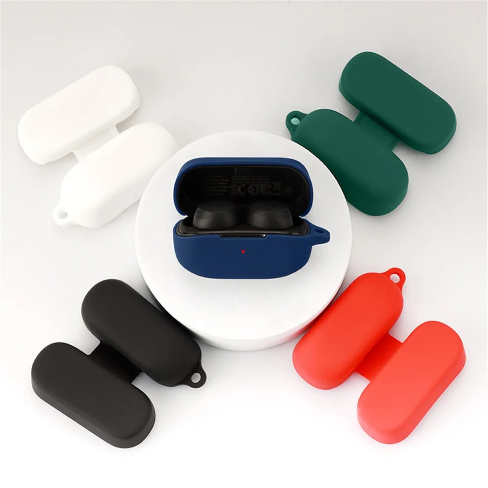 For Oraimo Rock Shockproof Wireless Bluetooth-compatible Earphone Sleeve Washable Silicone Cover with Anti-loss Buckle - Dark Blue - 3
