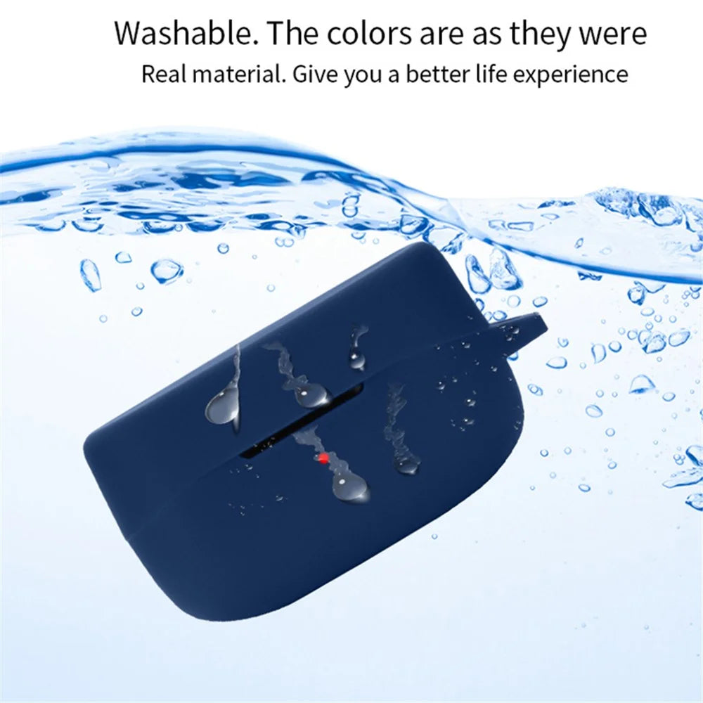 For Oraimo Rock Shockproof Wireless Bluetooth-compatible Earphone Sleeve Washable Silicone Cover with Anti-loss Buckle - Dark Blue - 4