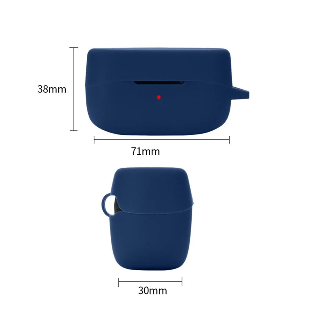 For Oraimo Rock Shockproof Wireless Bluetooth-compatible Earphone Sleeve Washable Silicone Cover with Anti-loss Buckle - Dark Blue - 5