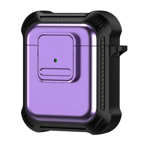 For AirPods with Wireless Charging Case (2019) / AirPods with Charging Case (2019) / (2016) Earphone Cover TPU+PC Case with Pressing Button - Purple - 1