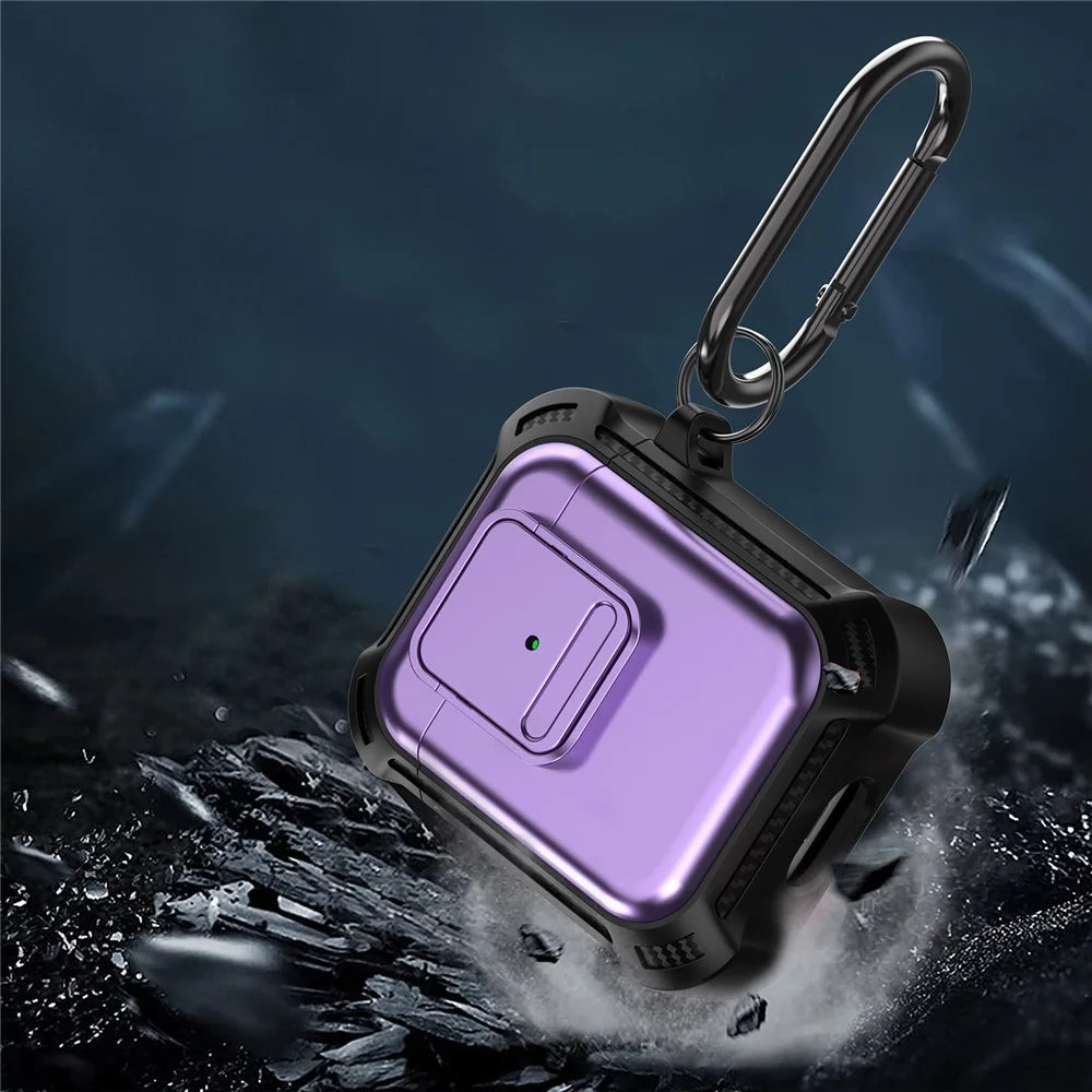 For AirPods with Wireless Charging Case (2019) / AirPods with Charging Case (2019) / (2016) Earphone Cover TPU+PC Case with Pressing Button - Purple - 5