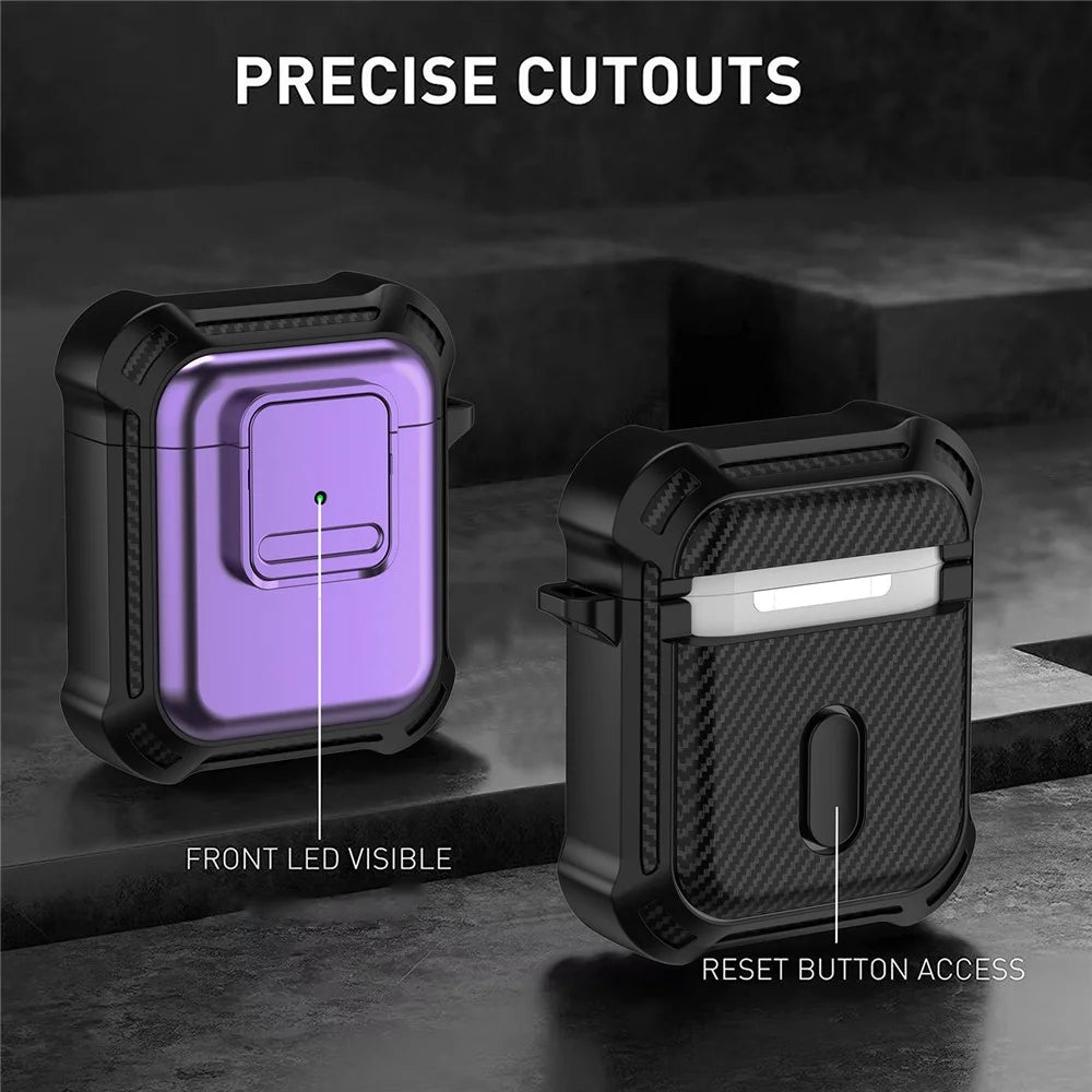 For AirPods with Wireless Charging Case (2019) / AirPods with Charging Case (2019) / (2016) Earphone Cover TPU+PC Case with Pressing Button - Purple - 6