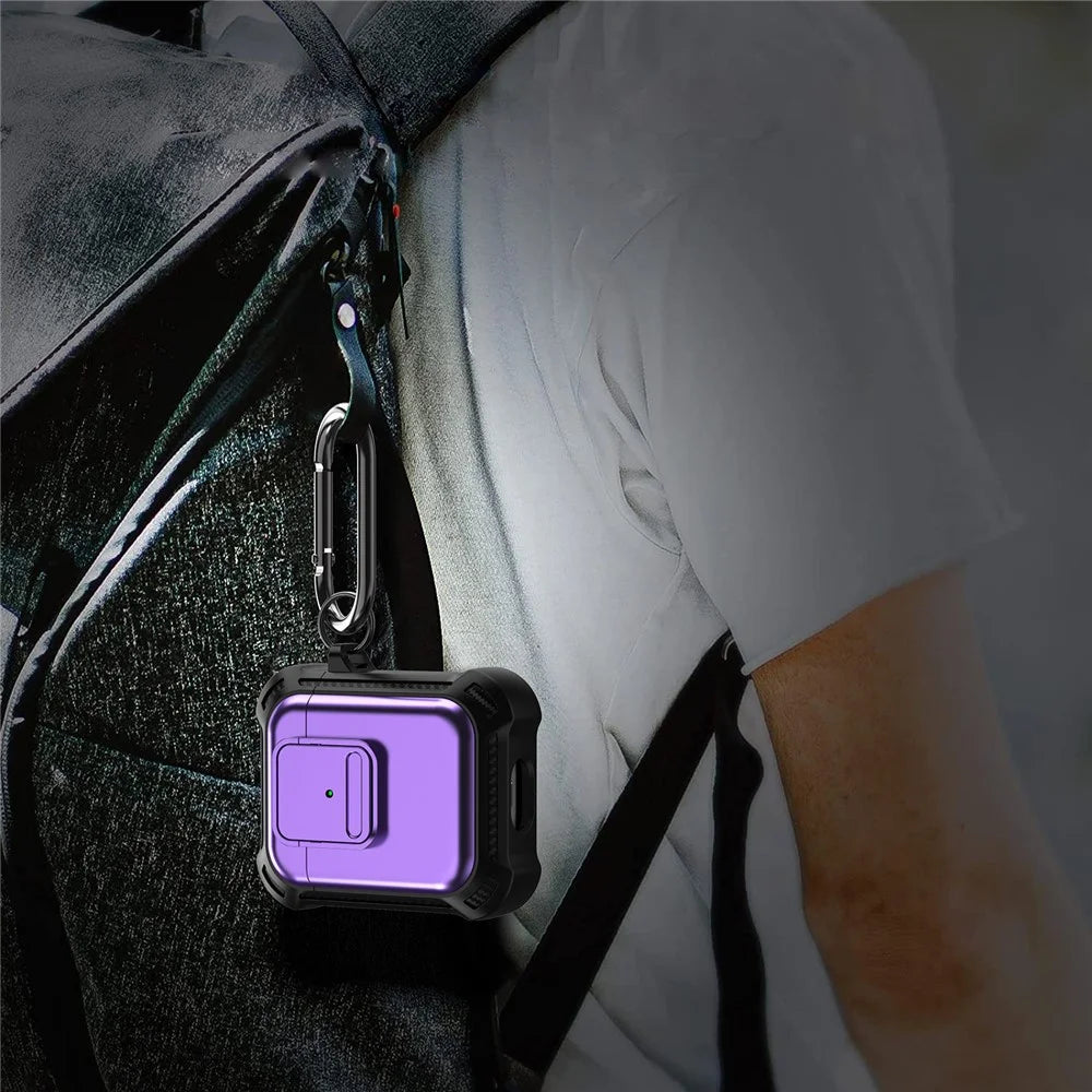 For AirPods with Wireless Charging Case (2019) / AirPods with Charging Case (2019) / (2016) Earphone Cover TPU+PC Case with Pressing Button - Purple - 7