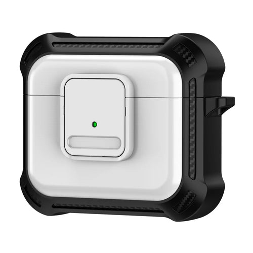 For Apple AirPods 3 Bluetooth-compatible Earphone Drop-proof Cover TPU+PC Protective Case with Pressing Button - White - 1