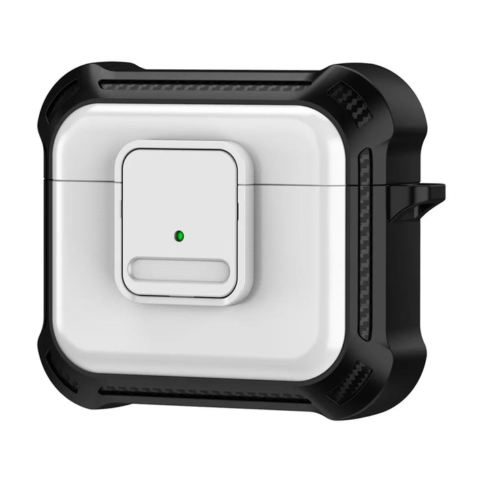 For Apple AirPods 3 Bluetooth-compatible Earphone Drop-proof Cover TPU+PC Protective Case with Pressing Button - White - 1