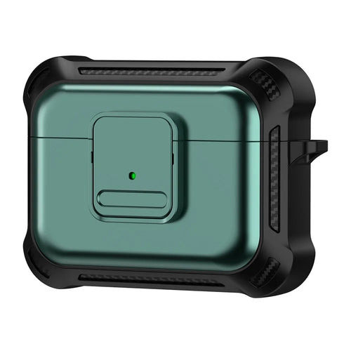 For Apple AirPods Pro Stylish Earphone Protective Case TPU+PC Drop-proof Cover with Pressing Button - Green - 1