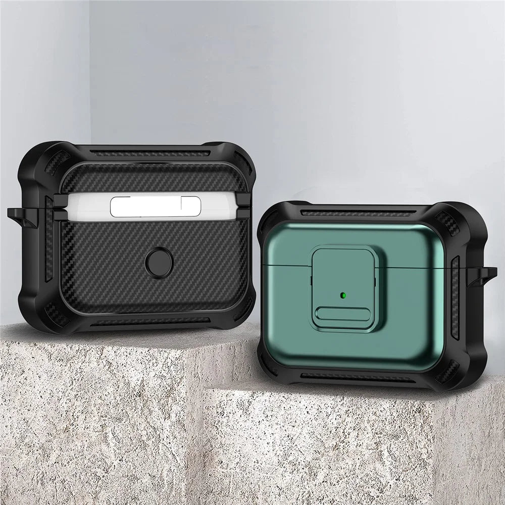 For Apple AirPods Pro Stylish Earphone Protective Case TPU+PC Drop-proof Cover with Pressing Button - Green - 2
