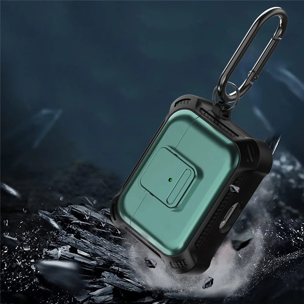For Apple AirPods Pro Stylish Earphone Protective Case TPU+PC Drop-proof Cover with Pressing Button - Green - 5