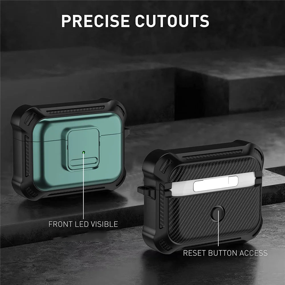 For Apple AirPods Pro Stylish Earphone Protective Case TPU+PC Drop-proof Cover with Pressing Button - Green - 6