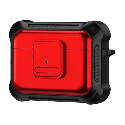 For AirPods Pro 2 Drop-proof Earphone Cover TPU+PC Shockproof Case with Pressing Button - Red - 1