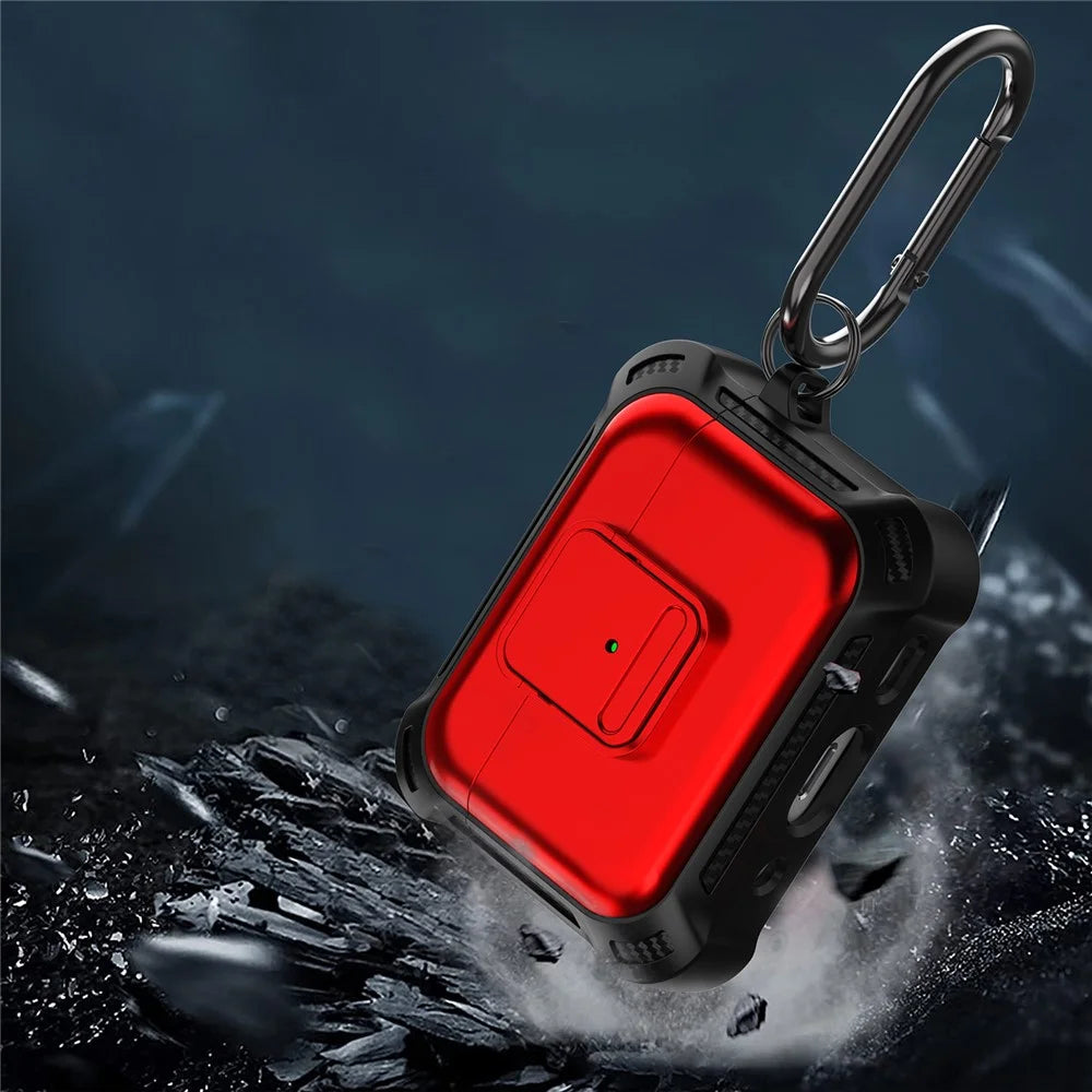 For AirPods Pro 2 Drop-proof Earphone Cover TPU+PC Shockproof Case with Pressing Button - Red - 5