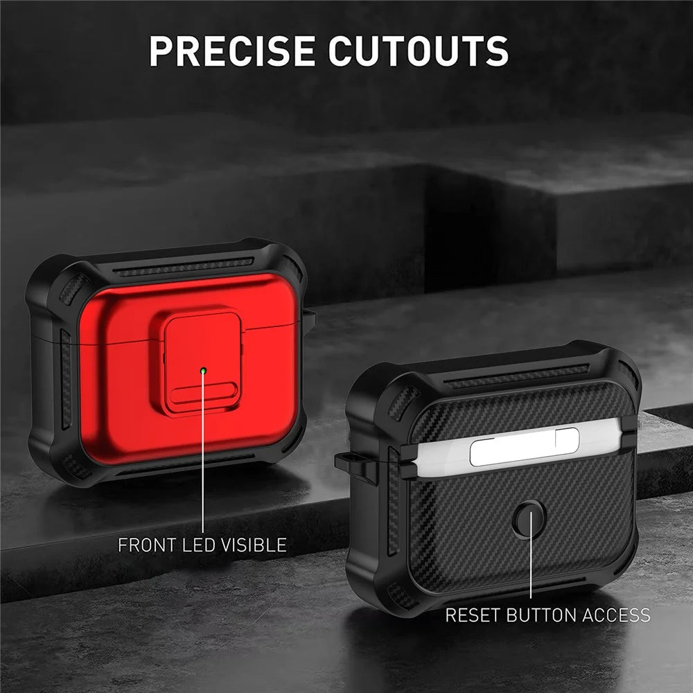 For AirPods Pro 2 Drop-proof Earphone Cover TPU+PC Shockproof Case with Pressing Button - Red - 6