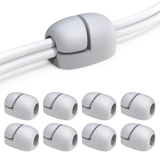 AHASTYLE LC01 8Pcs Self-adhesive Cable Manager Silicone Data Cable Fixing Holder Desktop Wire Organizer - Grey - 1