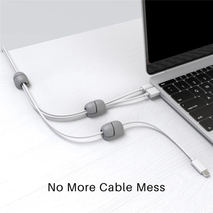 AHASTYLE LC01 8Pcs Self-adhesive Cable Manager Silicone Data Cable Fixing Holder Desktop Wire Organizer - Grey - 2